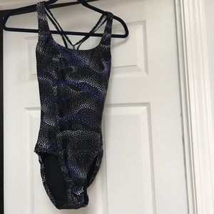 Speedo One Piece Black and Navy Swimsuit 10